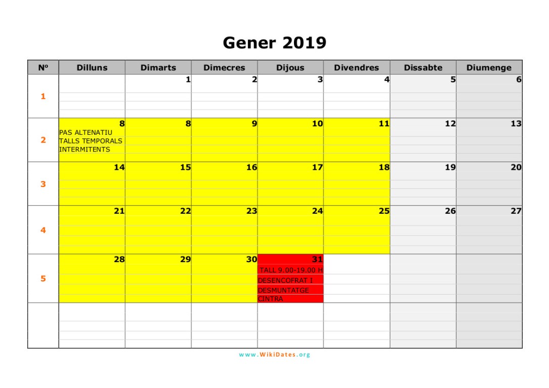 Calendari gener.