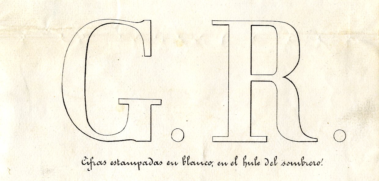 XIII-473/4 Dibuix de l'escut amb les inicials que han d'anar impresos al capell