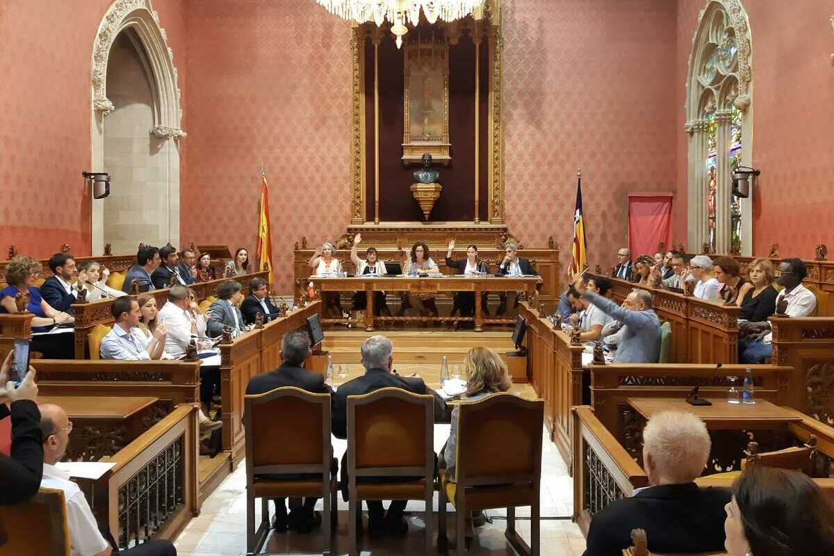 Moment de la votació de la declaració d'emergència climàtica al ple del Consell de Mallorca.