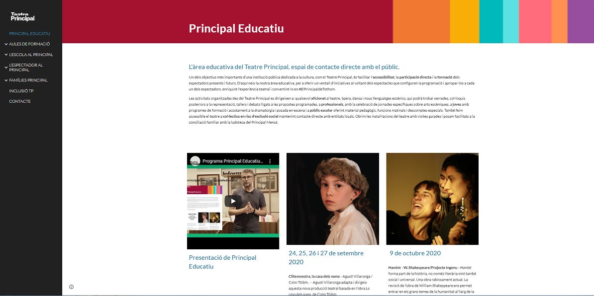 Captura de pantalla del nou web El Principal Educatiu