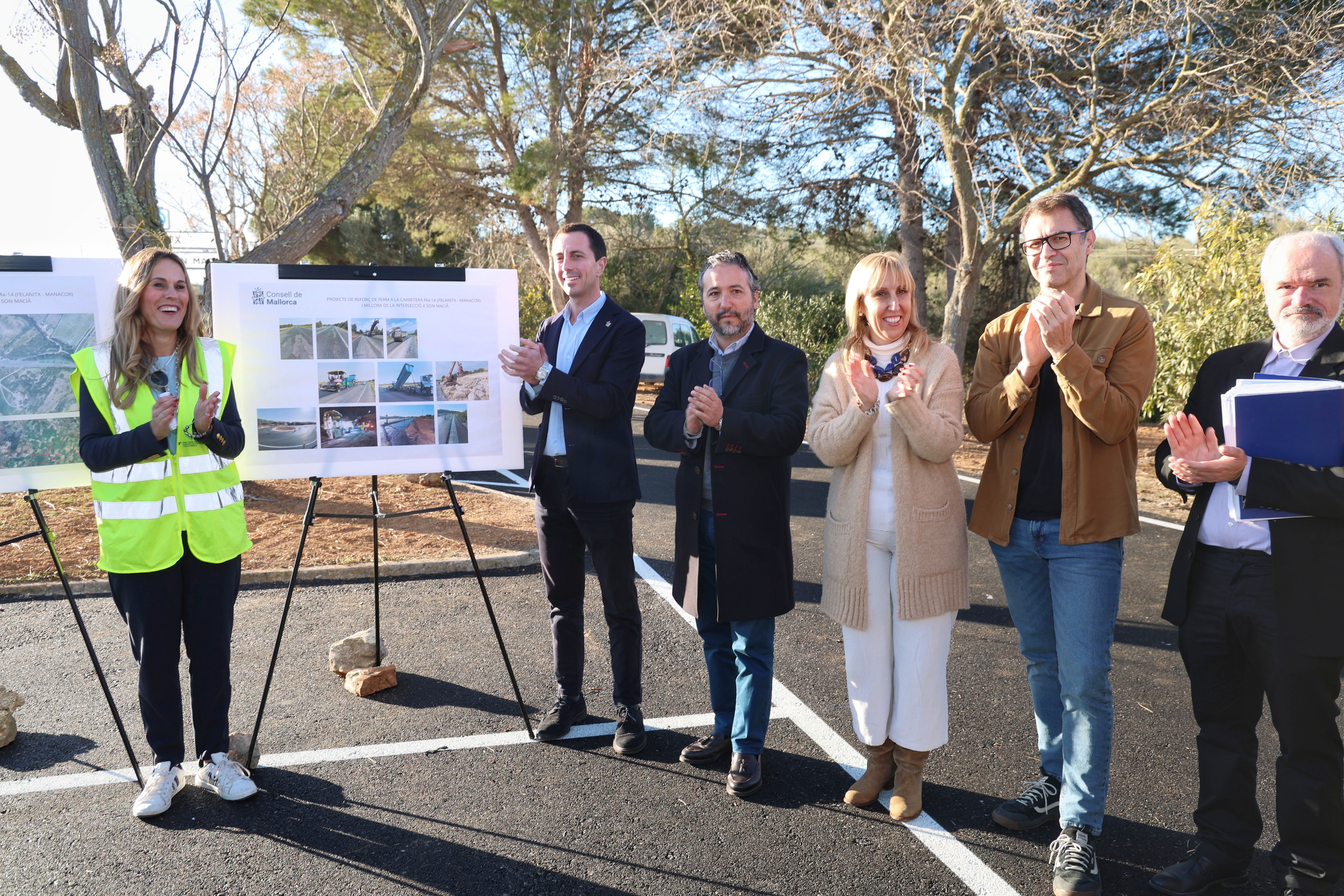 El president del Consell de Mallorca, Llorenç Galmés, inaugura les obres de remodelació de la carretera Ma-14, de Manacor a Felanitx.