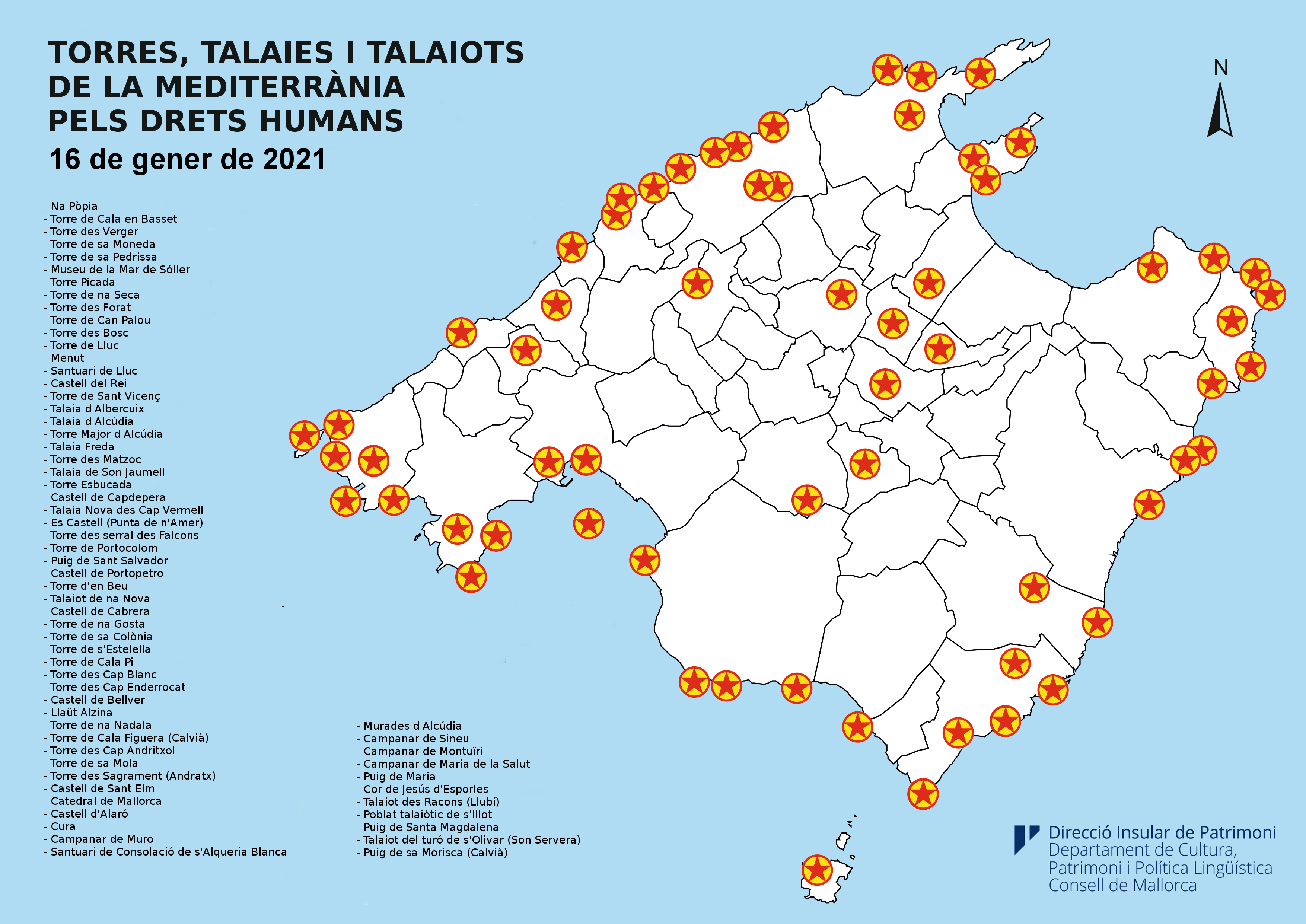 Mapa dels punts d'encesa previstos a Mallorca a l'edició de 2021