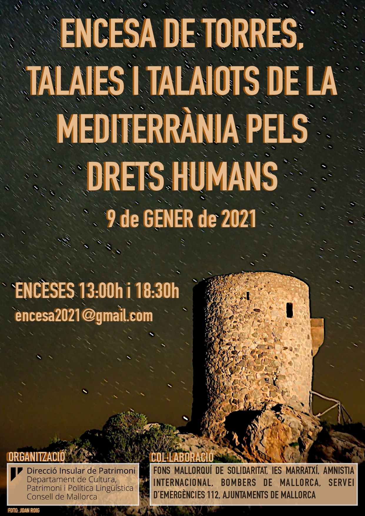 Cartell Encesa Torres, Talaies i Talaiots pels Drets Humans 2021