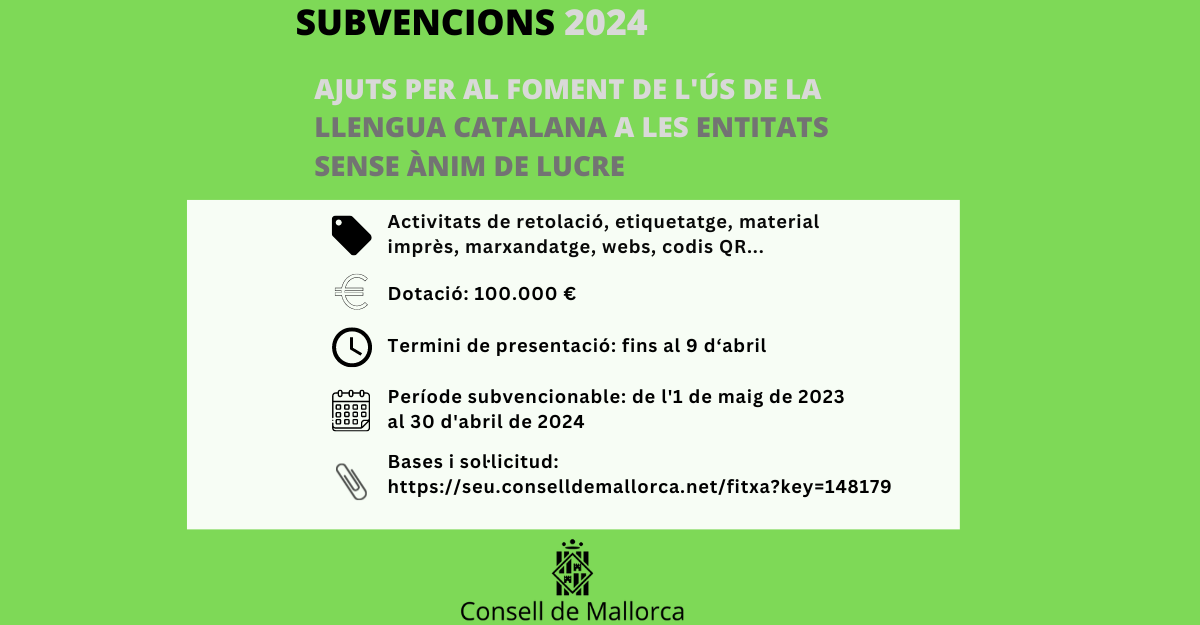 Ajuts per al foment de l'ús de la llengua catalana a les entitats sense ànim de lucre